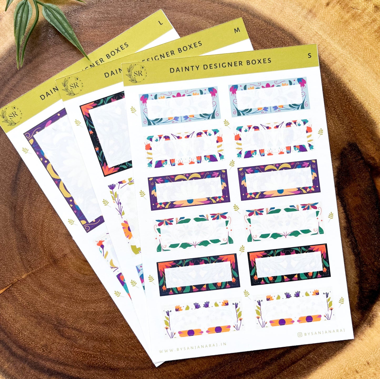 Dainty Designer Boxes | Planner Stickers | By Sanjana Raj