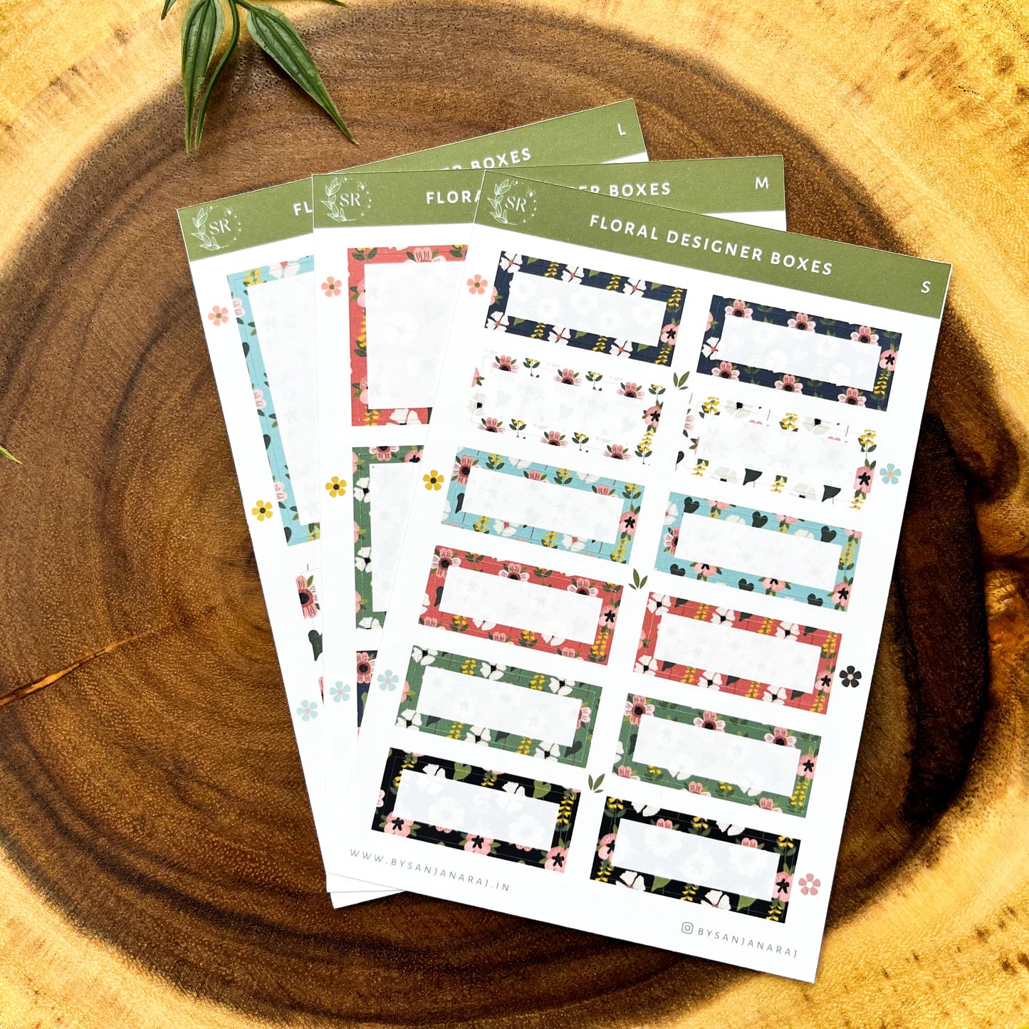 Floral Designer Boxes | Planner Stickers | By Sanjana Raj