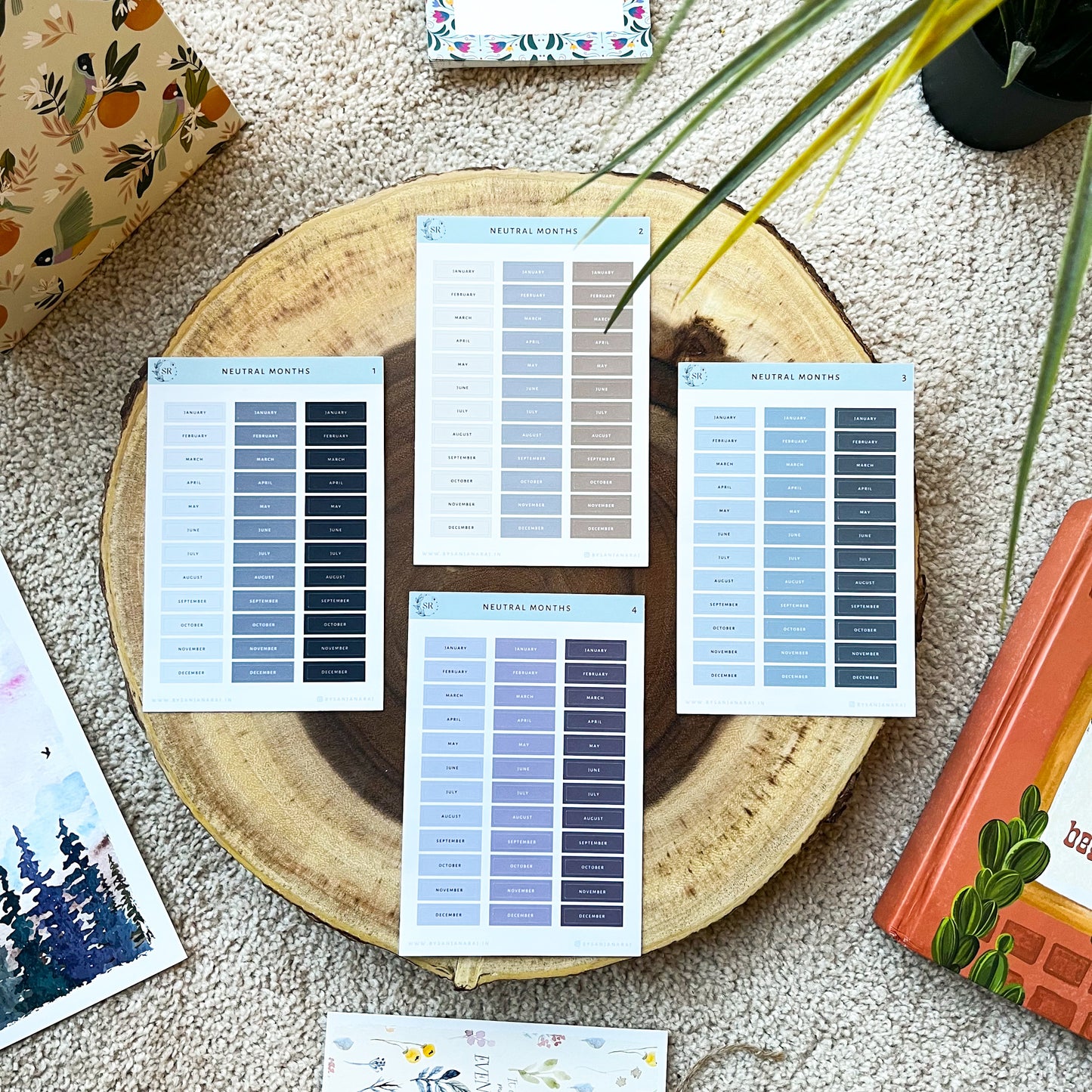 Neutral Months | Calendar Essentials | Planner Stickers | By Sanjana Raj