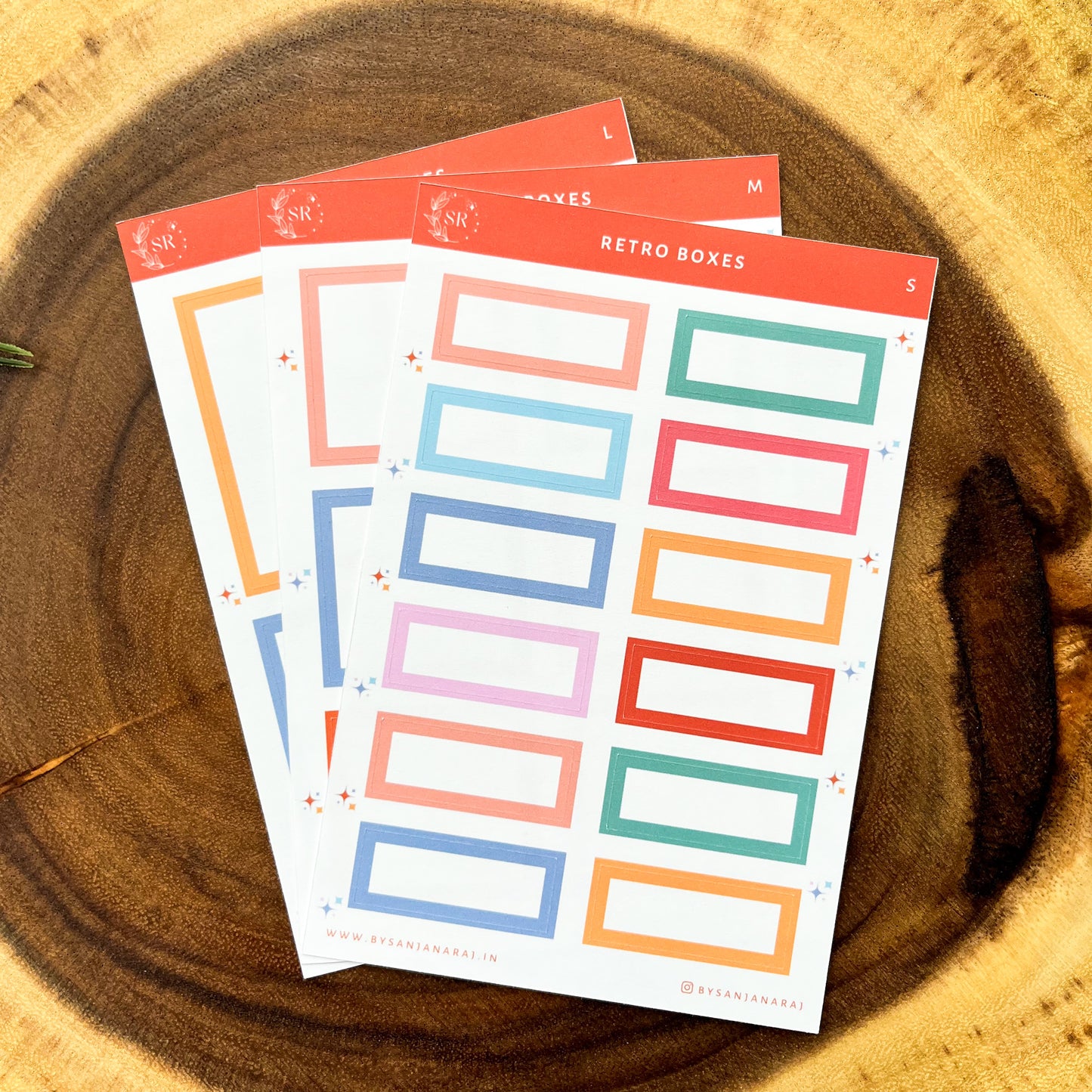 Retro Colourful Boxes | Planner Stickers | By Sanjana Raj