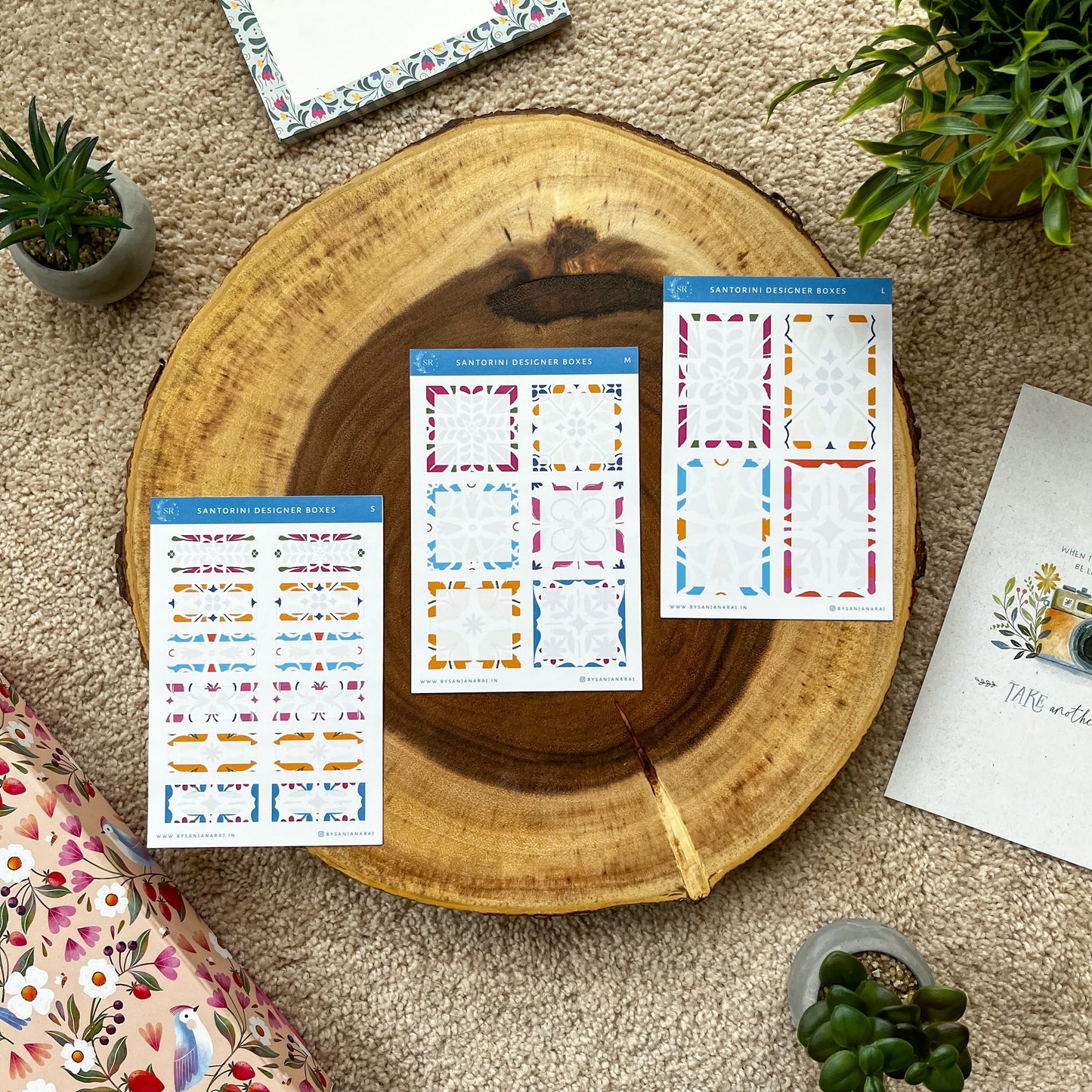 Santorini Designer Boxes | Planner Stickers | By Sanjana Raj