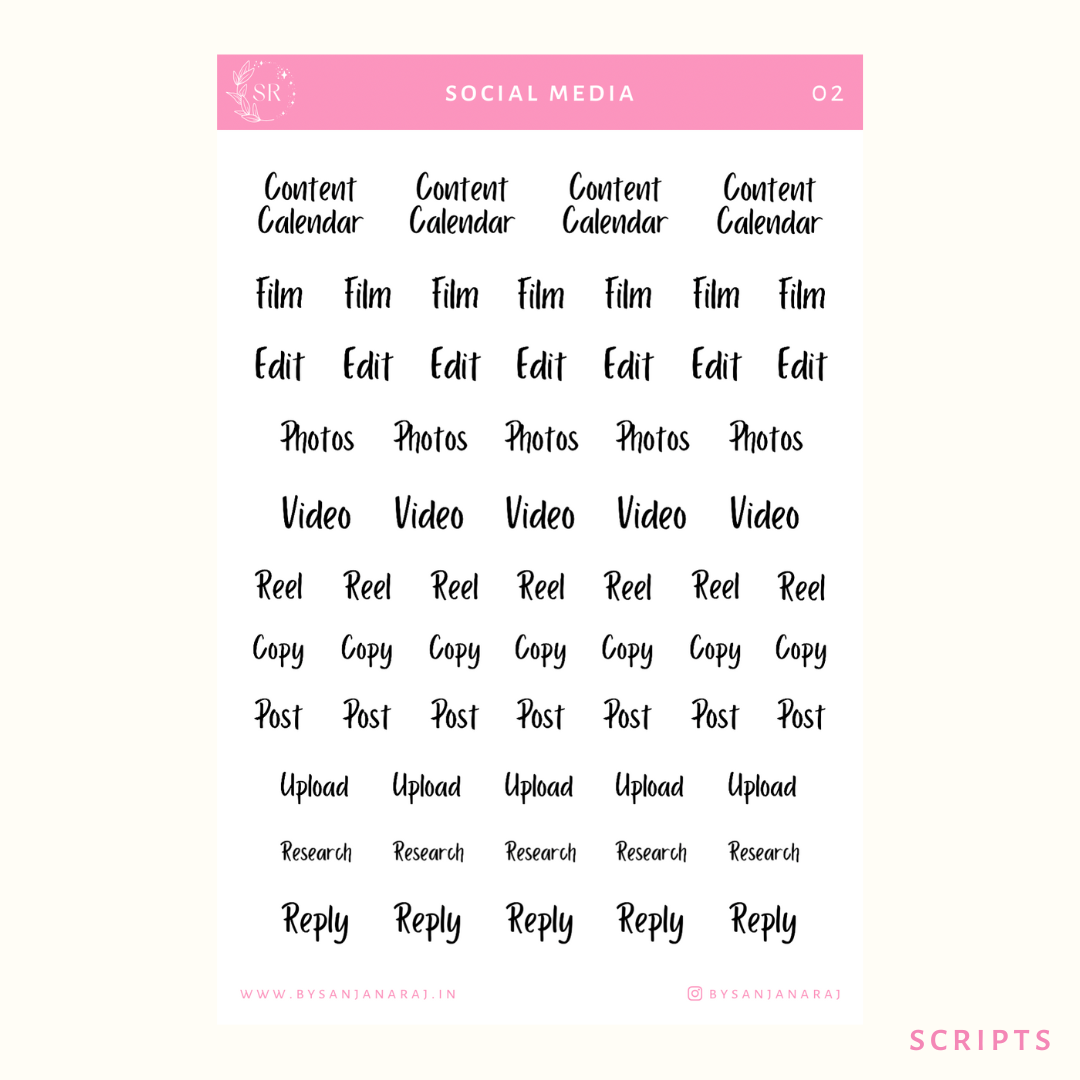 Social Media Sticker Kit | Planner Stickers | By Sanjana Raj