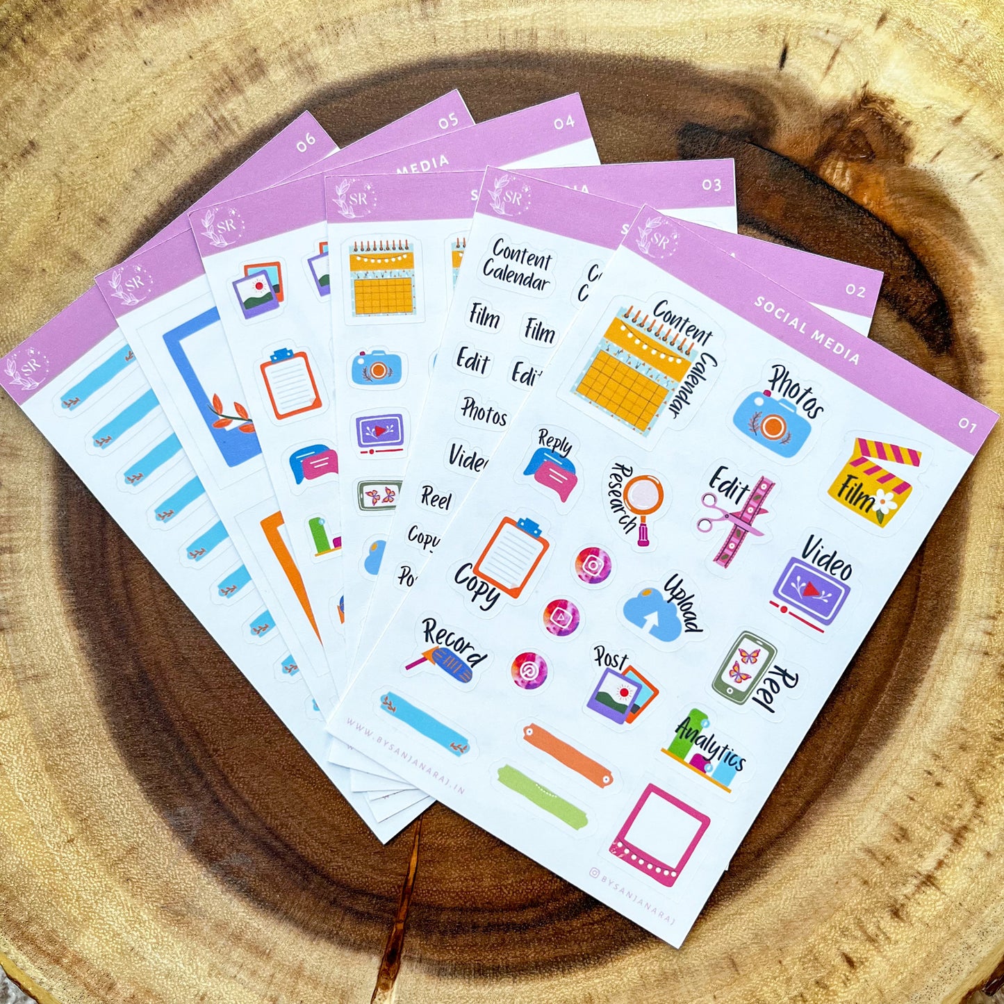 Social Media Sticker Kit | Planner Stickers | By Sanjana Raj