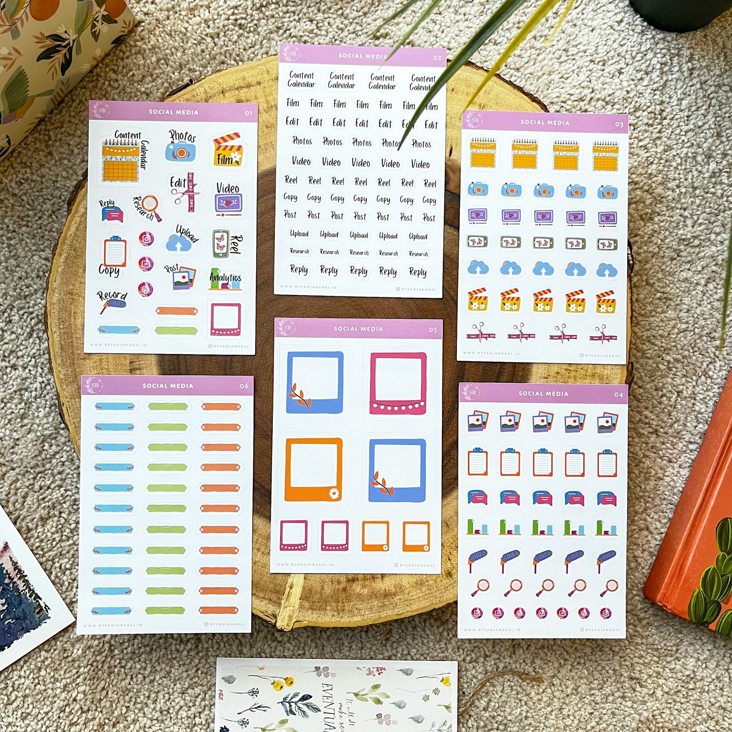 Social Media Sticker Kit | Planner Stickers | By Sanjana Raj