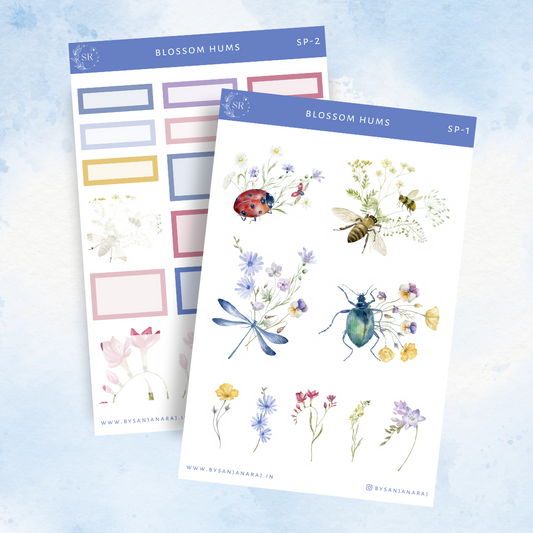 Blossom Hums Sticker Pack | Planner Stickers | Journal Stickers | By Sanjana Raj