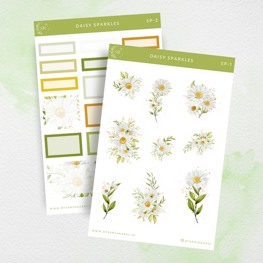 Daisy Sparkles Sticker Pack | Planner Stickers | Journal Stickers | By Sanjana Raj