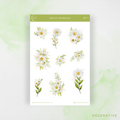 Daisy Sparkles Sticker Pack | Planner Stickers | Journal Stickers | By Sanjana Raj