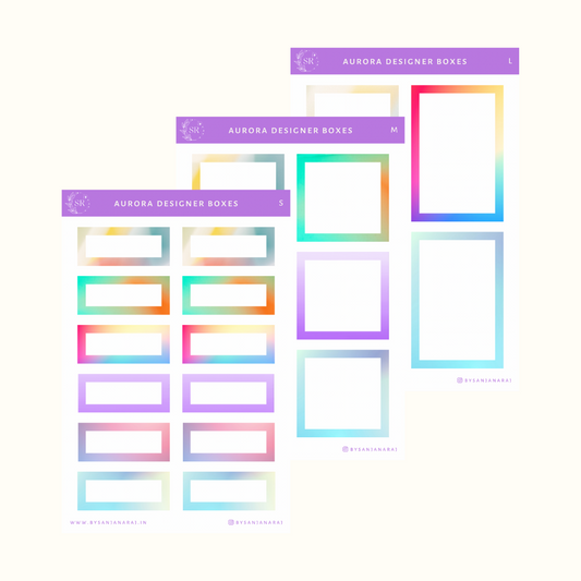 Aurora Designer Boxes | Planner Stickers | By Sanjana Raj