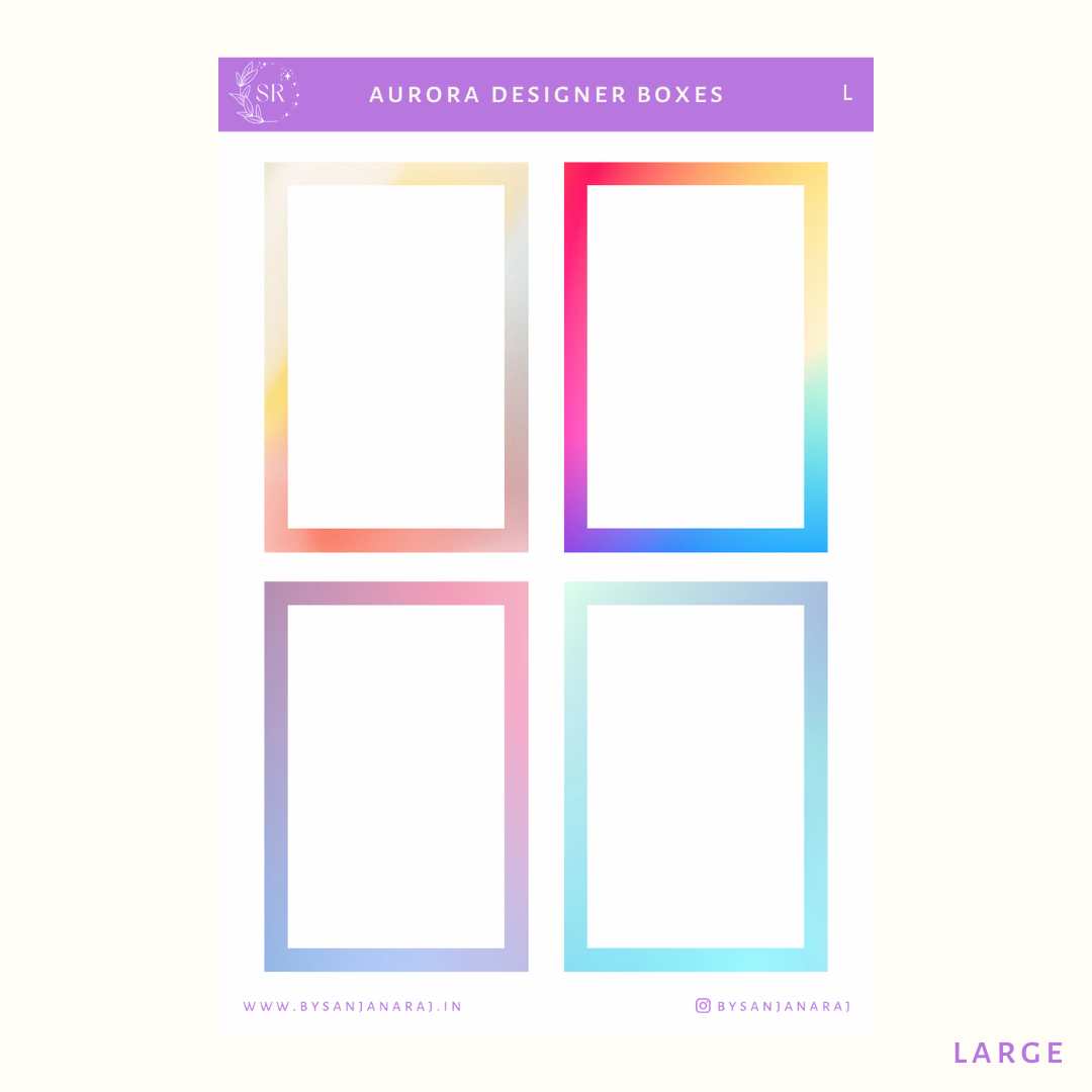 Aurora Designer Boxes | Planner Stickers | By Sanjana Raj