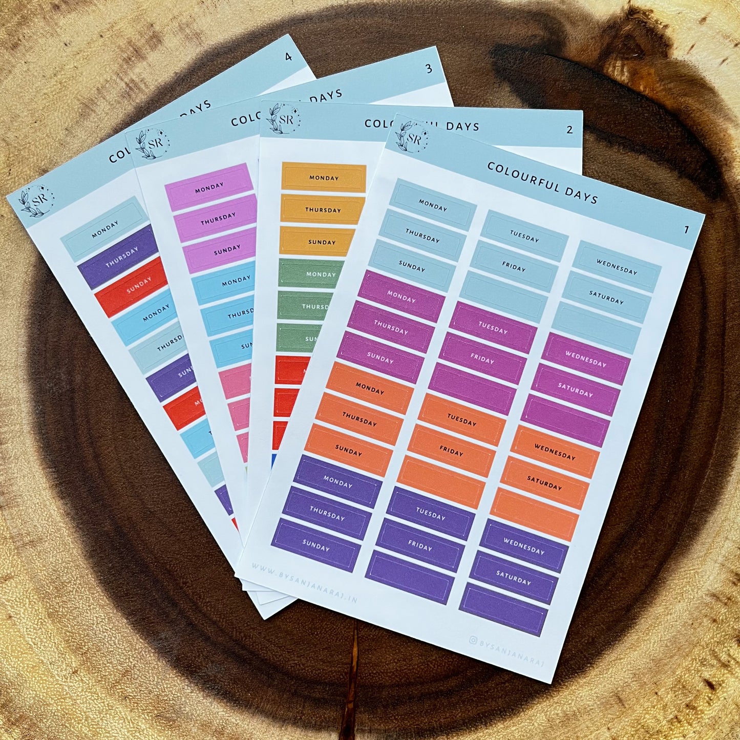 Colourful Days | Calendar Essentials | Planner Stickers | By Sanjana Raj
