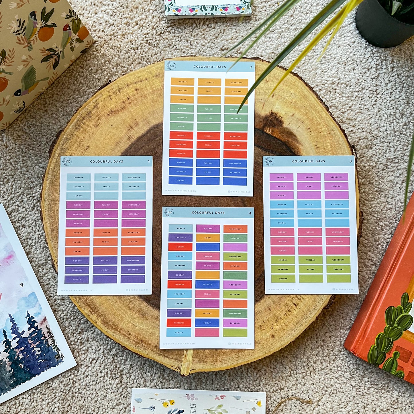 Colourful Days | Calendar Essentials | Planner Stickers | By Sanjana Raj