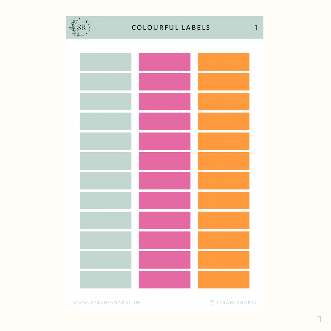 Colourful Labels | Calendar Essentials | Planner Stickers | By Sanjana Raj