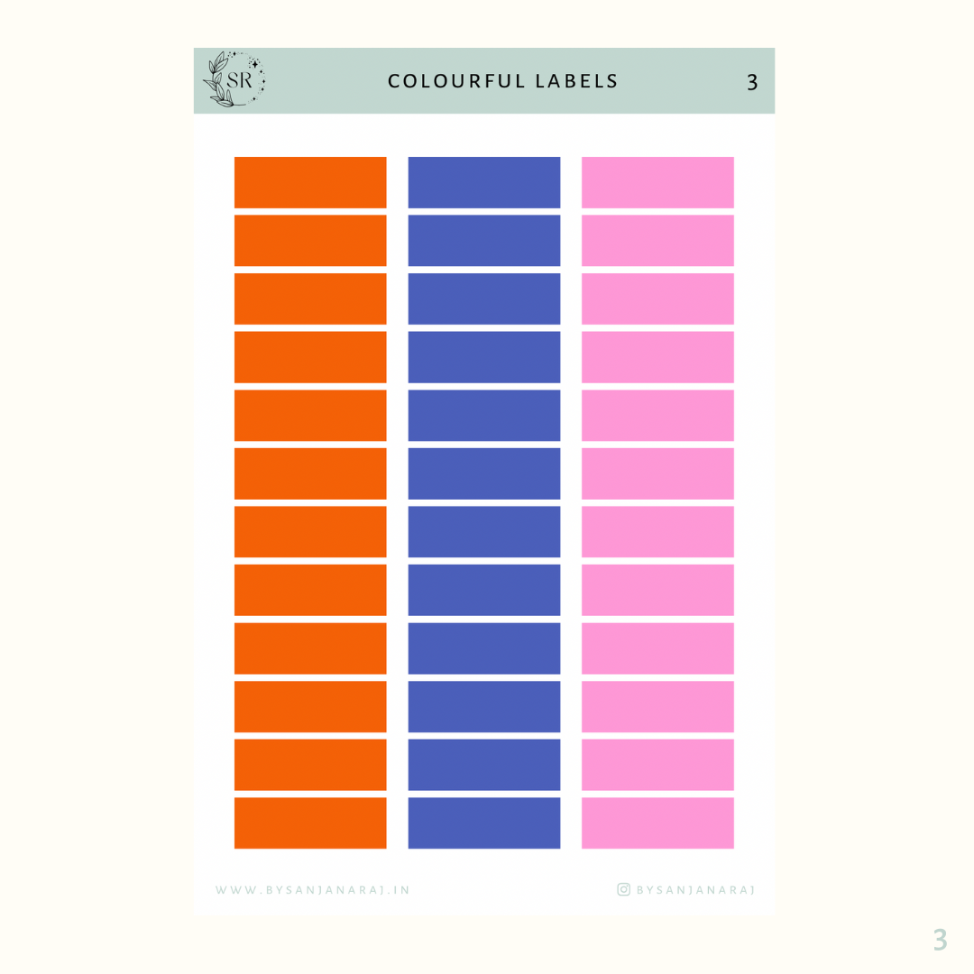 Colourful Labels | Calendar Essentials | Planner Stickers | By Sanjana Raj