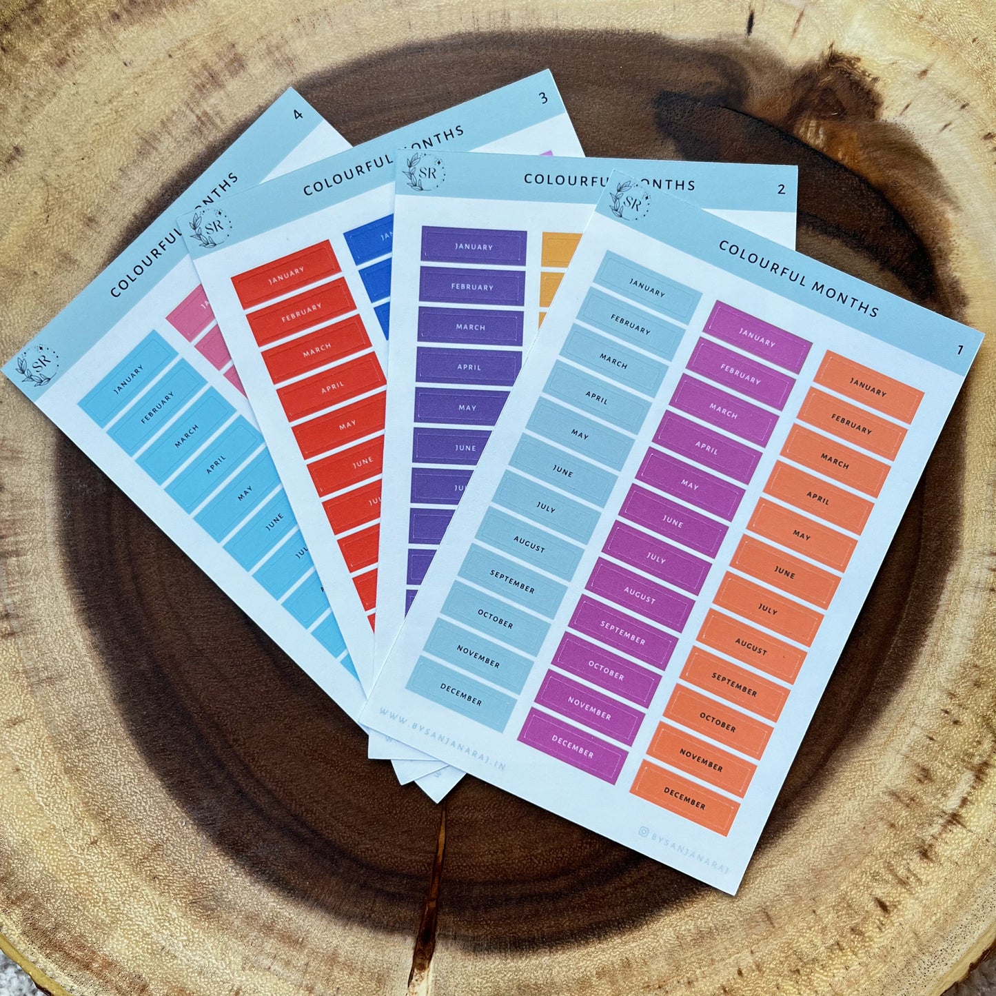 Colourful Months | Calendar Essentials | Planner Stickers | By Sanjana Raj