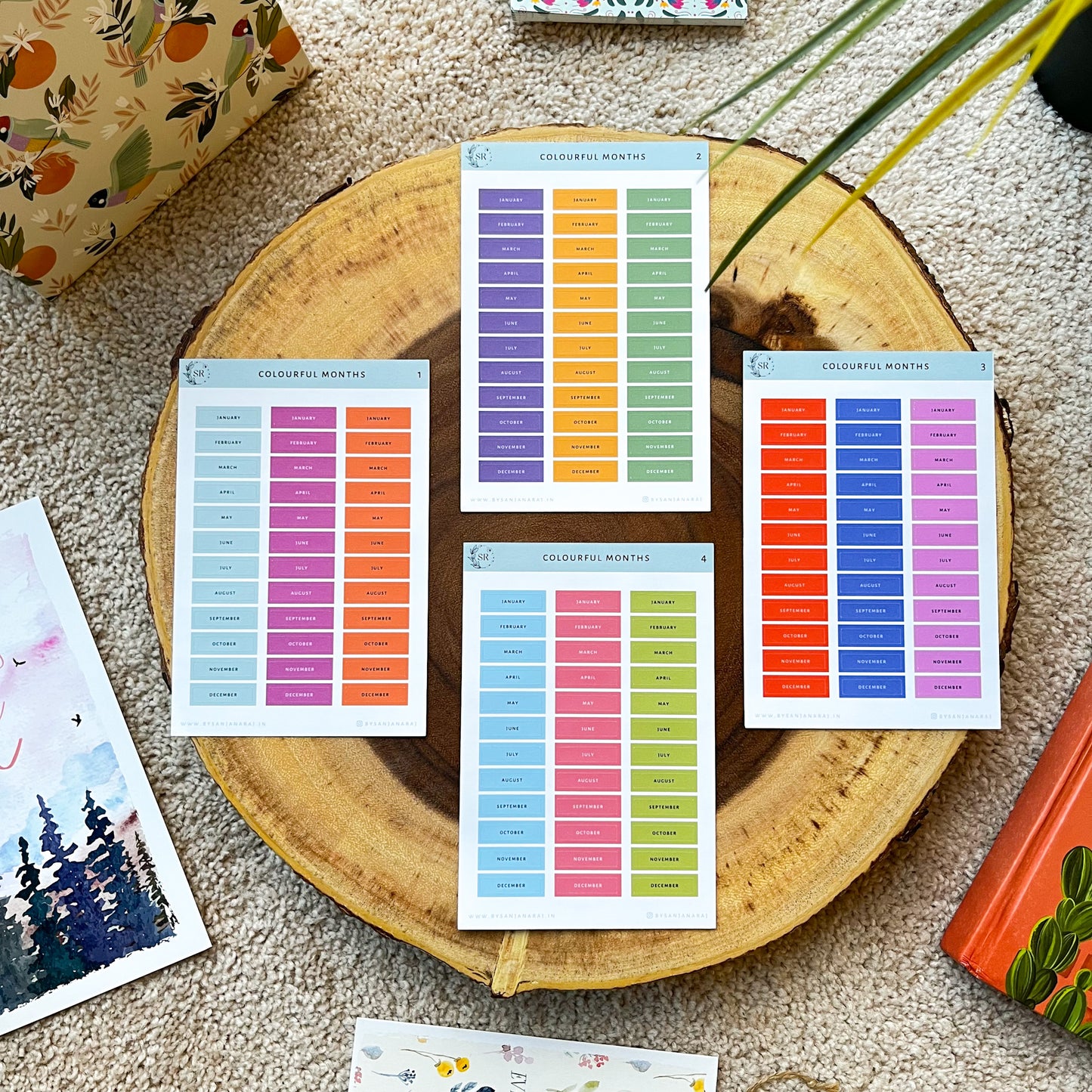 Colourful Months | Calendar Essentials | Planner Stickers | By Sanjana Raj