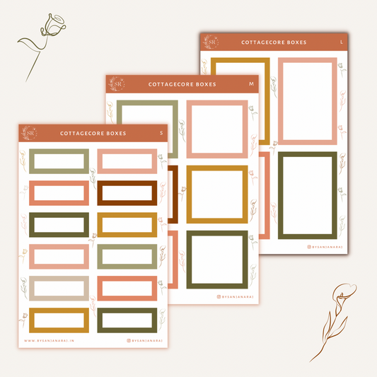 Cottagecore Colourful Boxes | Planner Stickers | By Sanjana Raj