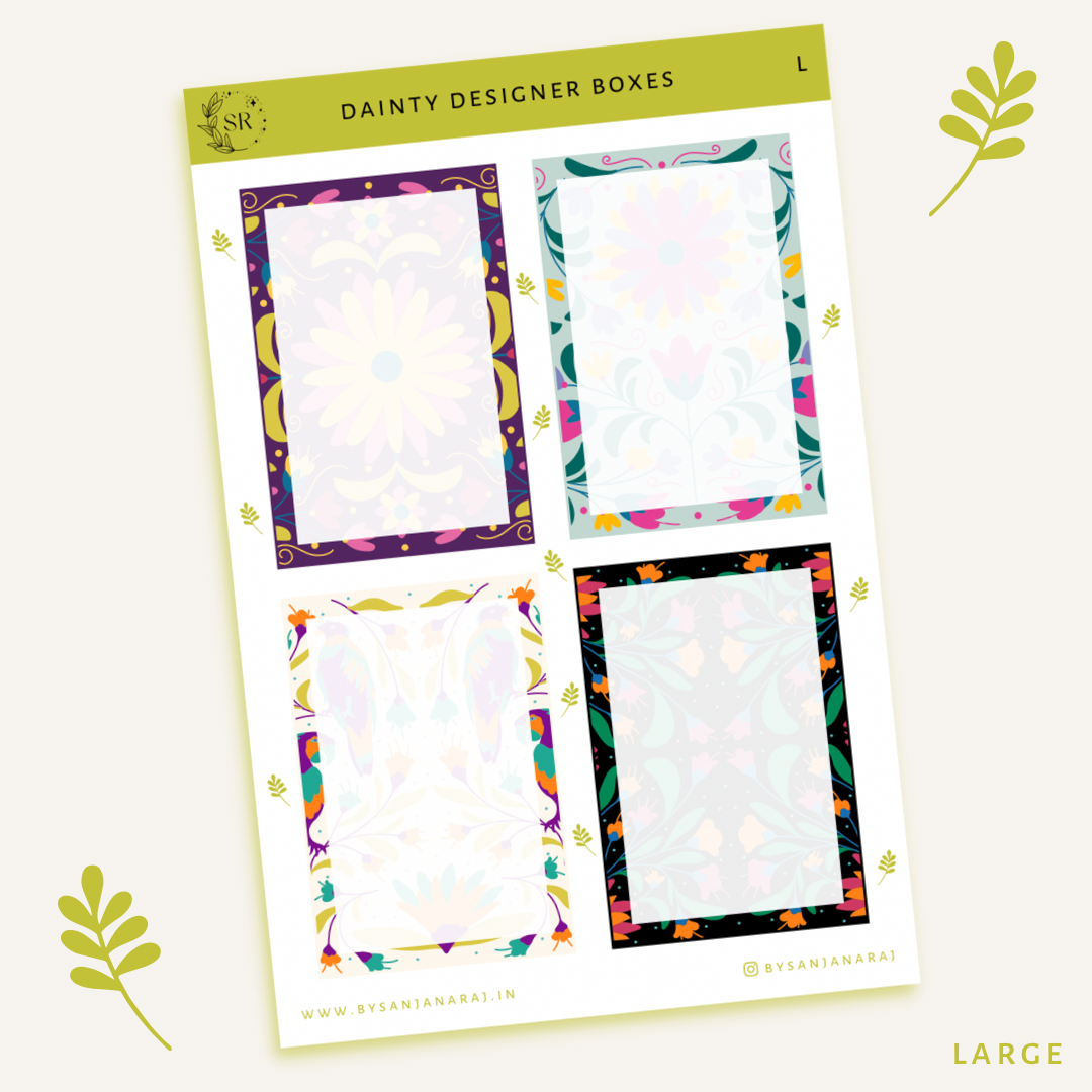 Dainty Designer Boxes | Planner Stickers | By Sanjana Raj