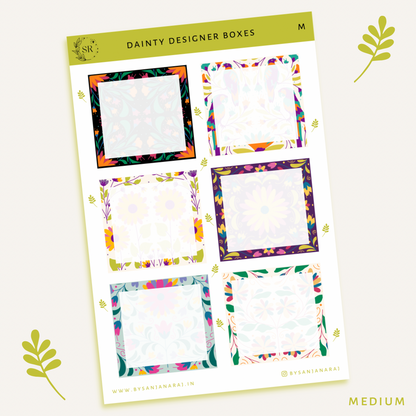 Dainty Designer Boxes | Planner Stickers | By Sanjana Raj