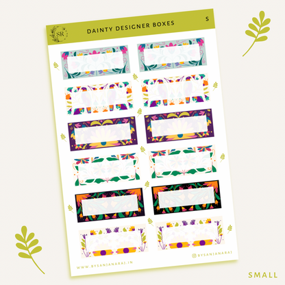 Dainty Designer Boxes | Planner Stickers | By Sanjana Raj