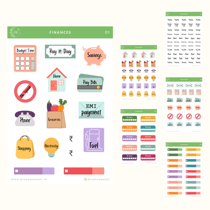 Finances Sticker Kit | Planner Stickers | By Sanjana Raj