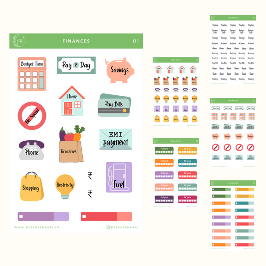 Finances Sticker Kit | Planner Stickers | By Sanjana Raj