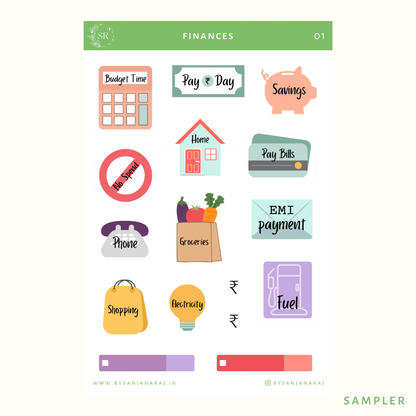 Finances Sticker Kit | Planner Stickers | By Sanjana Raj