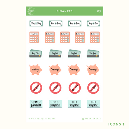 Finances Sticker Kit | Planner Stickers | By Sanjana Raj
