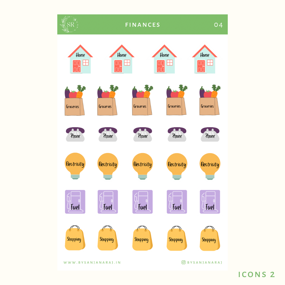 Finances Sticker Kit | Planner Stickers | By Sanjana Raj