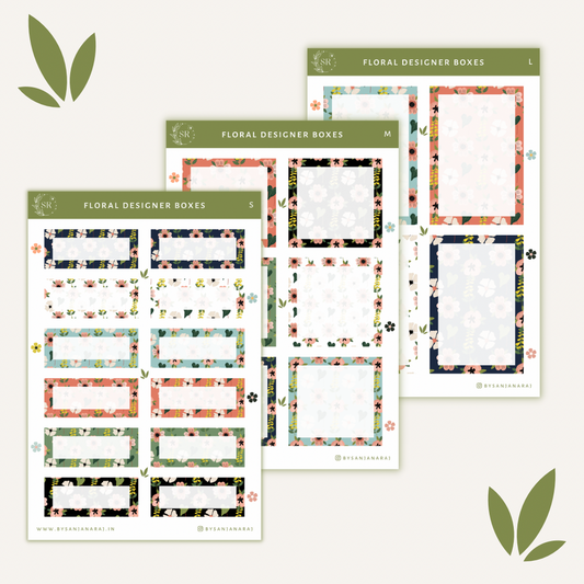 Floral Designer Boxes | Planner Stickers | By Sanjana Raj