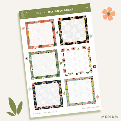 Floral Designer Boxes | Planner Stickers | By Sanjana Raj
