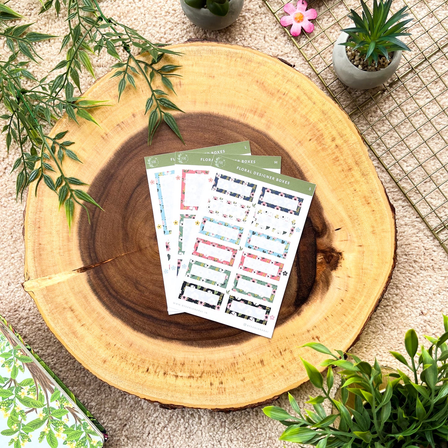 Floral Designer Boxes | Planner Stickers | By Sanjana Raj