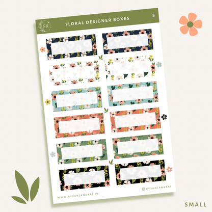 Floral Designer Boxes | Planner Stickers | By Sanjana Raj