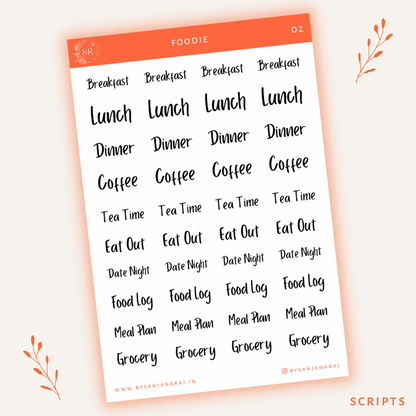 Foodie Sticker Kit | Planner Stickers | By Sanjana Raj