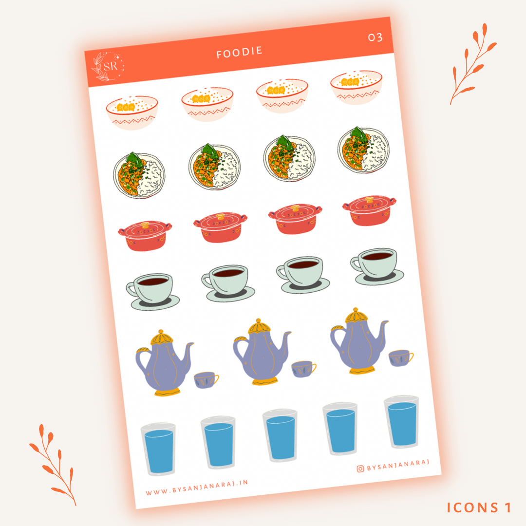 Foodie Sticker Kit | Planner Stickers | By Sanjana Raj