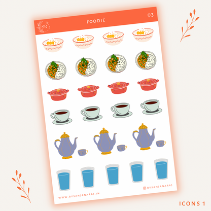 Foodie Sticker Kit | Planner Stickers | By Sanjana Raj