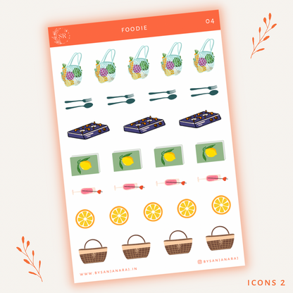 Foodie Sticker Kit | Planner Stickers | By Sanjana Raj