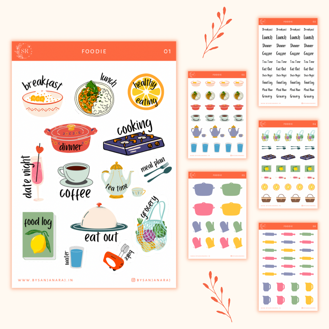 Foodie Sticker Kit | Planner Stickers | By Sanjana Raj