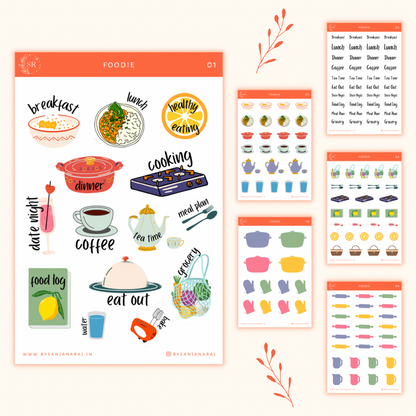 Foodie Sticker Kit | Planner Stickers | By Sanjana Raj