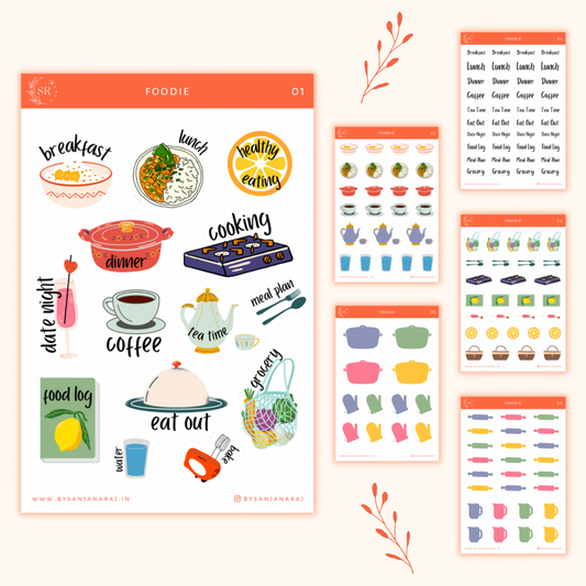 Foodie Sticker Kit | Planner Stickers | By Sanjana Raj