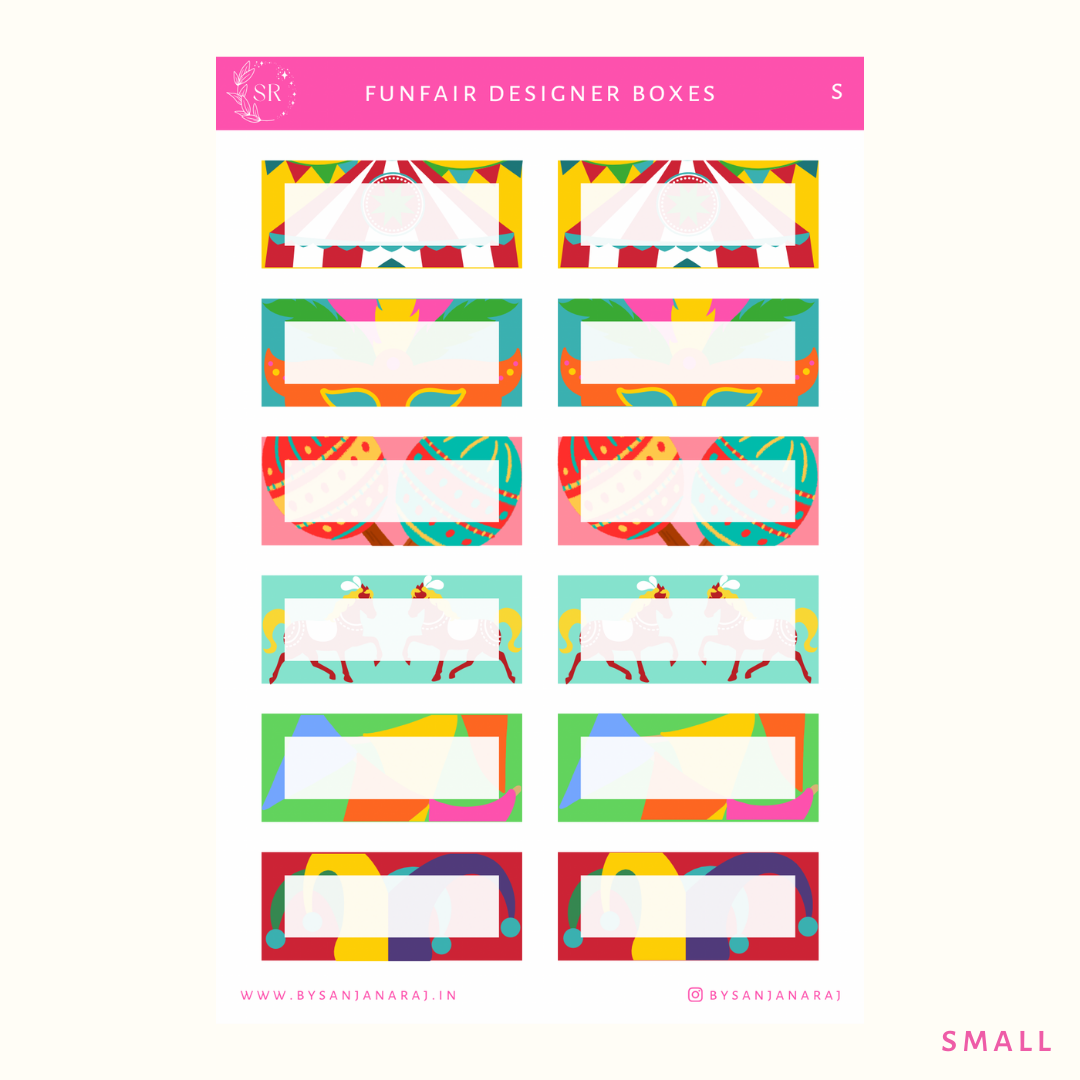 Funfair Designer Boxes | Planner Stickers | By Sanjana Raj