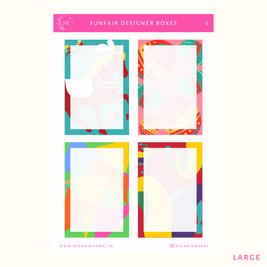 Funfair Designer Boxes | Planner Stickers | By Sanjana Raj