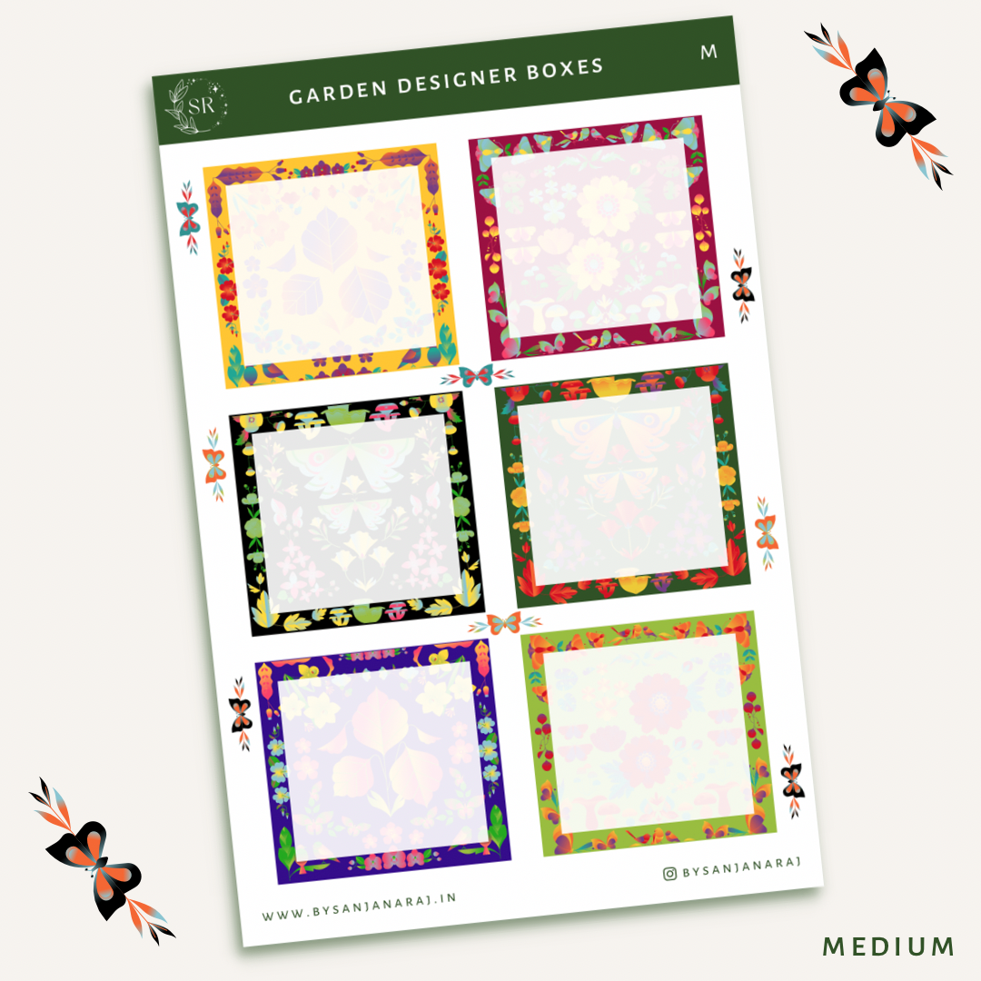 Garden Designer Boxes | Planner Stickers | By Sanjana Raj