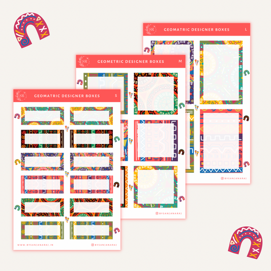 Geometric Designer Boxes | Planner Stickers | By Sanjana Raj