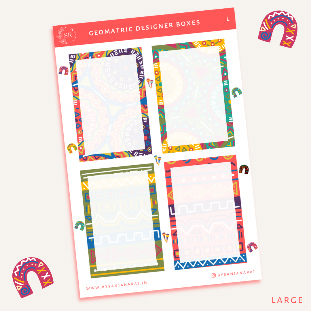 Geometric Designer Boxes | Planner Stickers | By Sanjana Raj