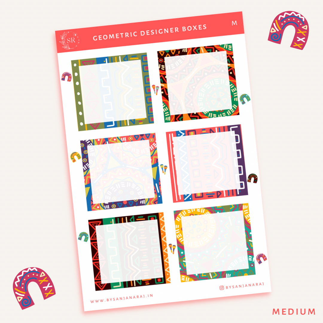 Geometric Designer Boxes | Planner Stickers | By Sanjana Raj