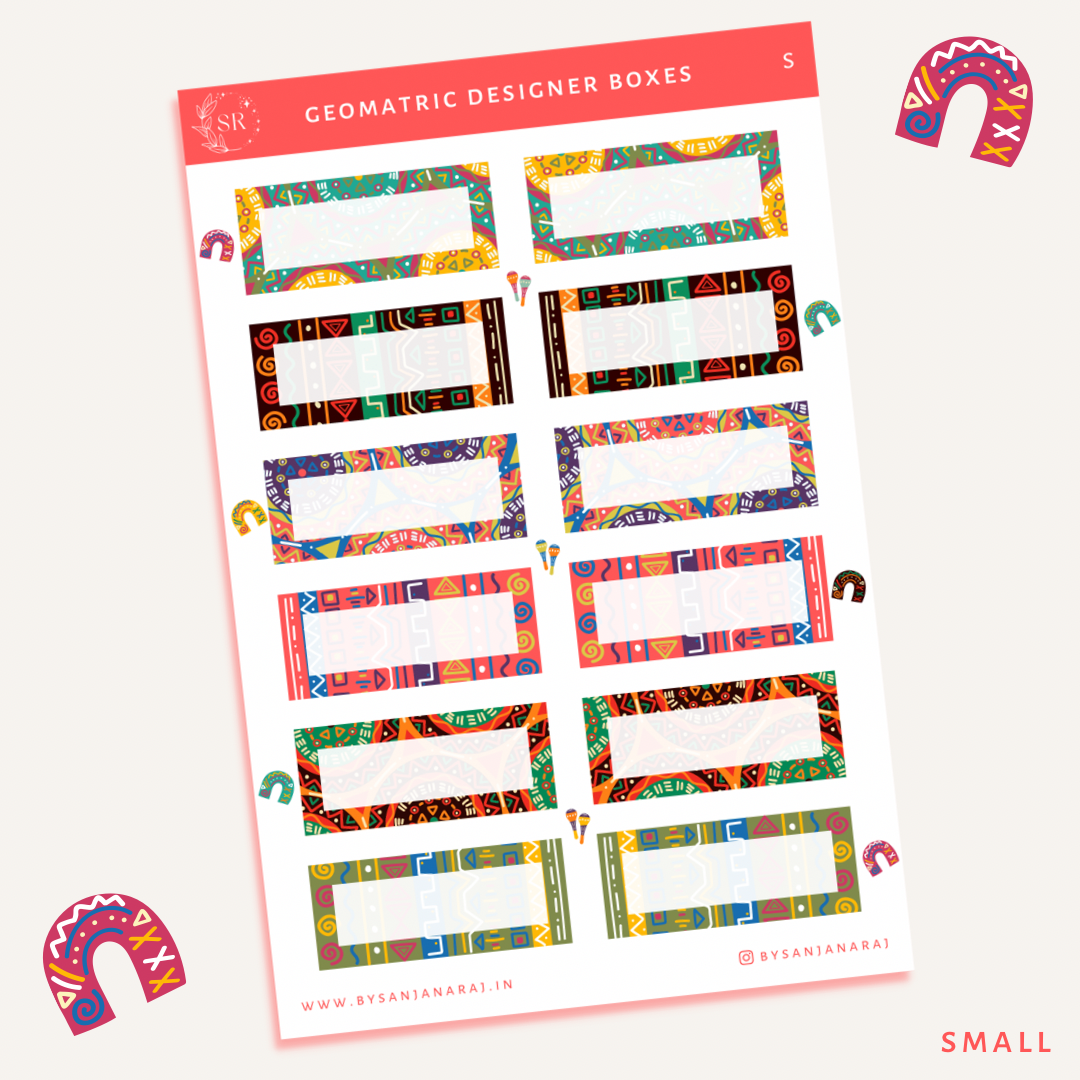 Geometric Designer Boxes | Planner Stickers | By Sanjana Raj