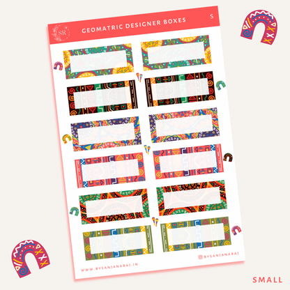 Geometric Designer Boxes | Planner Stickers | By Sanjana Raj