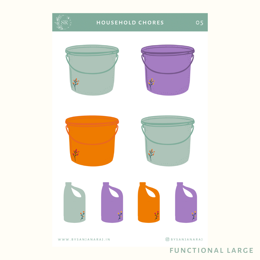 Household Chores Sticker Kit | Planner Stickers | By Sanjana Raj