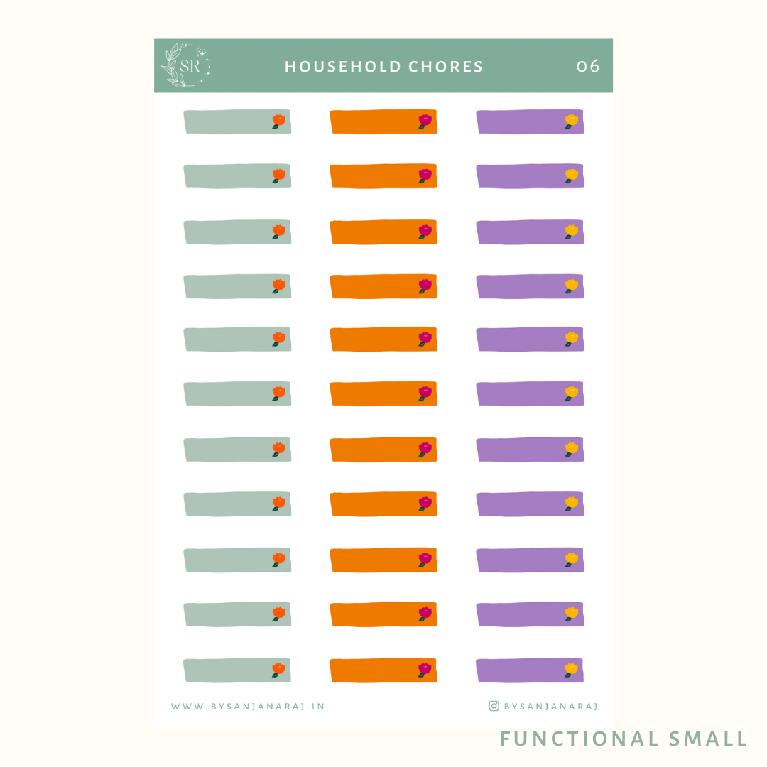 Household Chores Sticker Kit | Planner Stickers | By Sanjana Raj