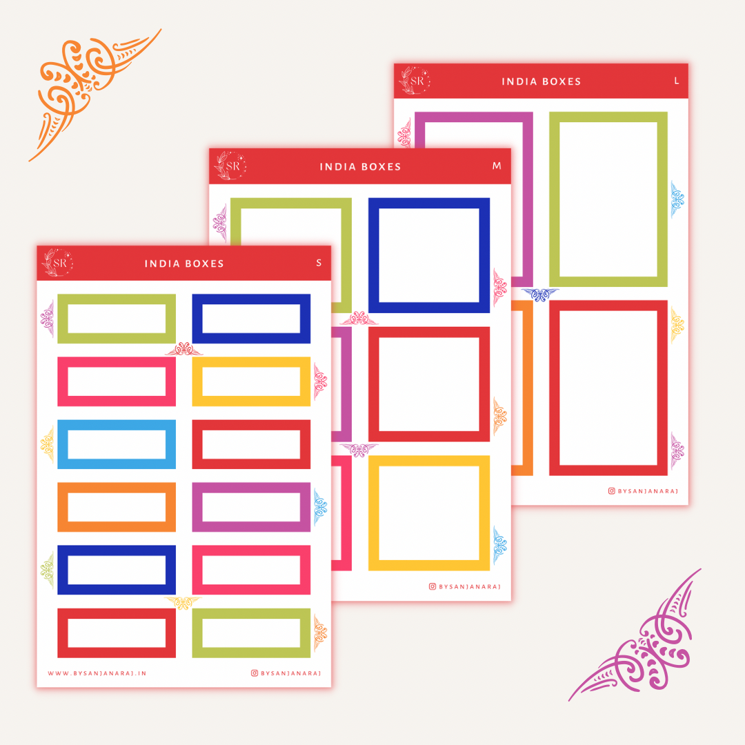 India Colourful Boxes | Planner Stickers | By Sanjana Raj